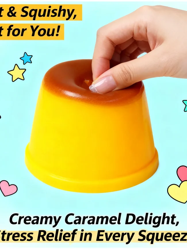 Caramel Pudding Squeeze Ball Non Rebound Stress Relieving Sensory Fidget Squeezing Toy Handmade DIY Homemade Crispy Sound Gift